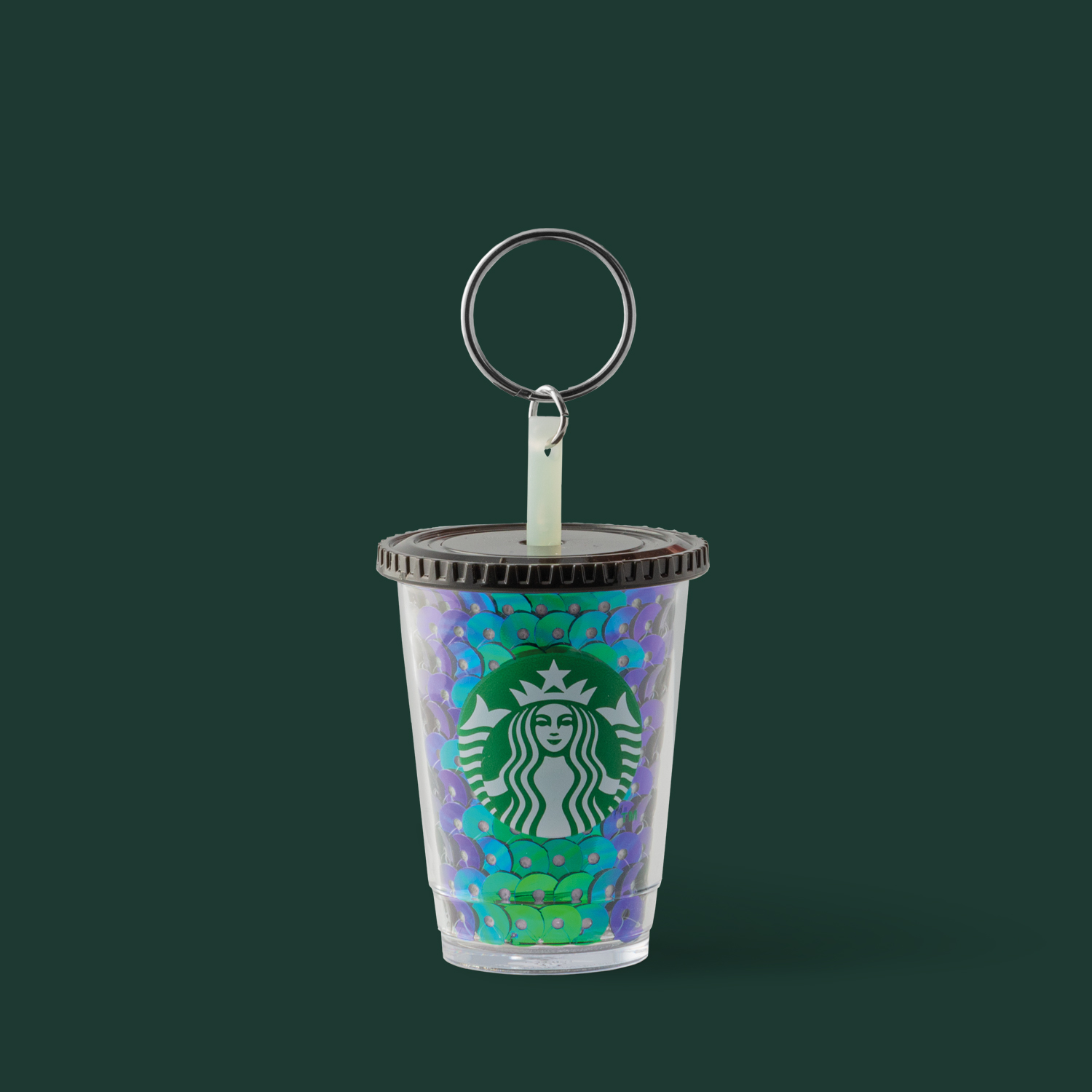 Keychain Cold Cup Green Sequins