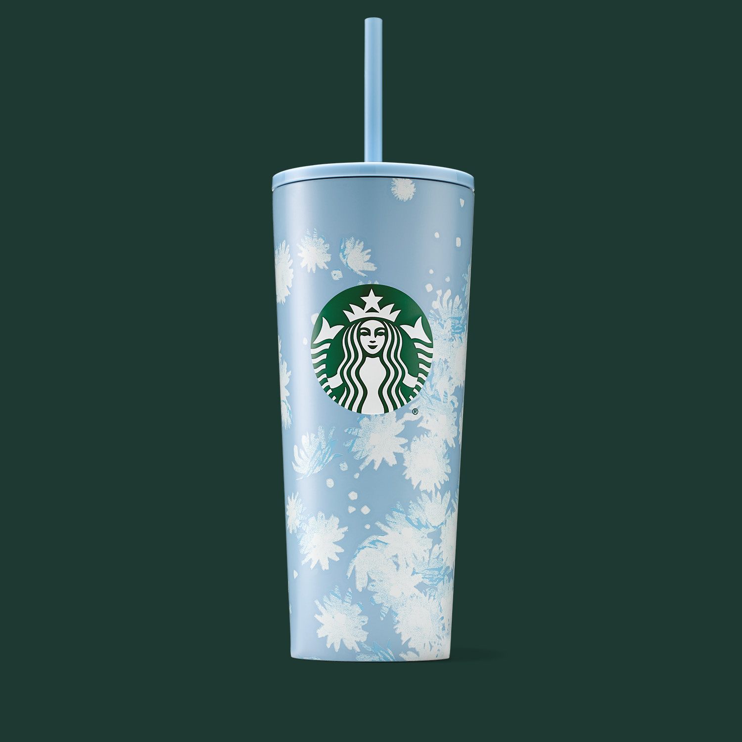 Light Blue Floral Cold Cup 16oz